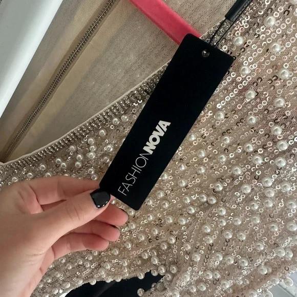 For Tonight's Special Pearl Mini Dress (Silver) - Fashion Nova - Picture 5 of 5